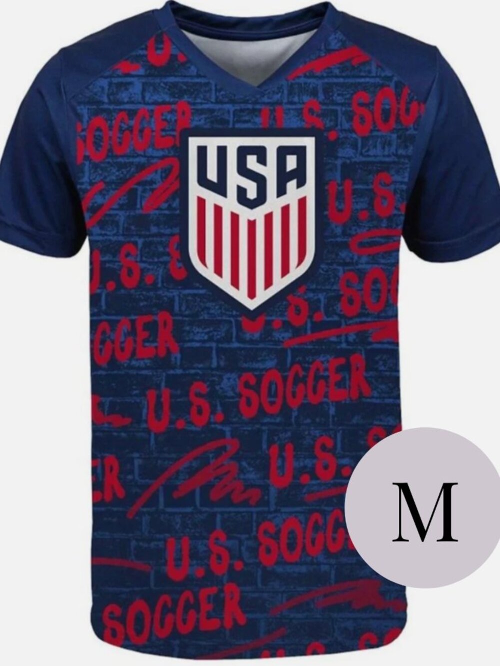 2026 USA Soccer Federation World Cup Navy Graffiti Performance T-Shirt MED NWT